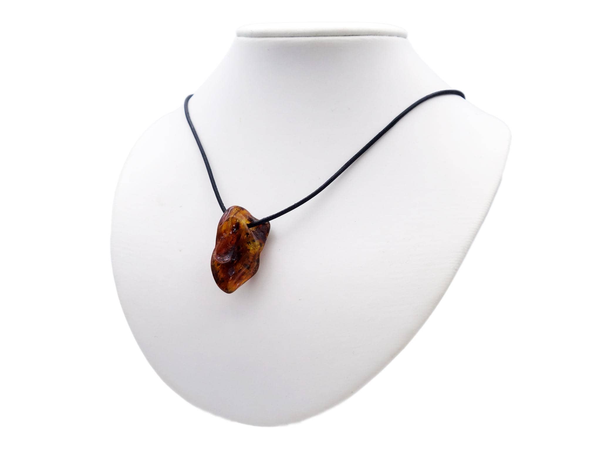 Bernstein Edelstein / Heilstein Anhänger + 1m Leder- oder Kunstlederhalsband