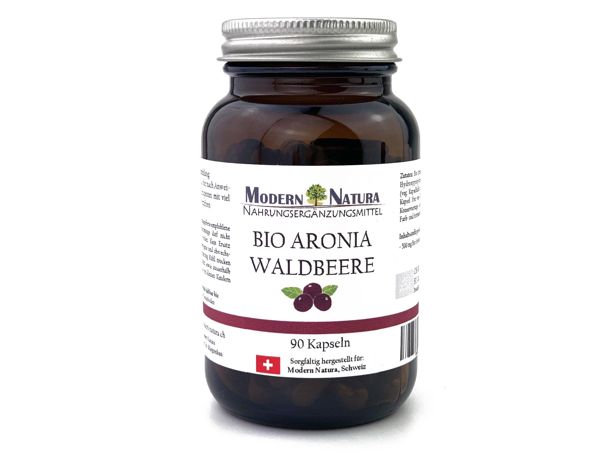 BIO Aronia Kapseln - Vegan & Glutenfrei - 500mg reinstes Aroniabeeren Pulver (90 Kapseln)
