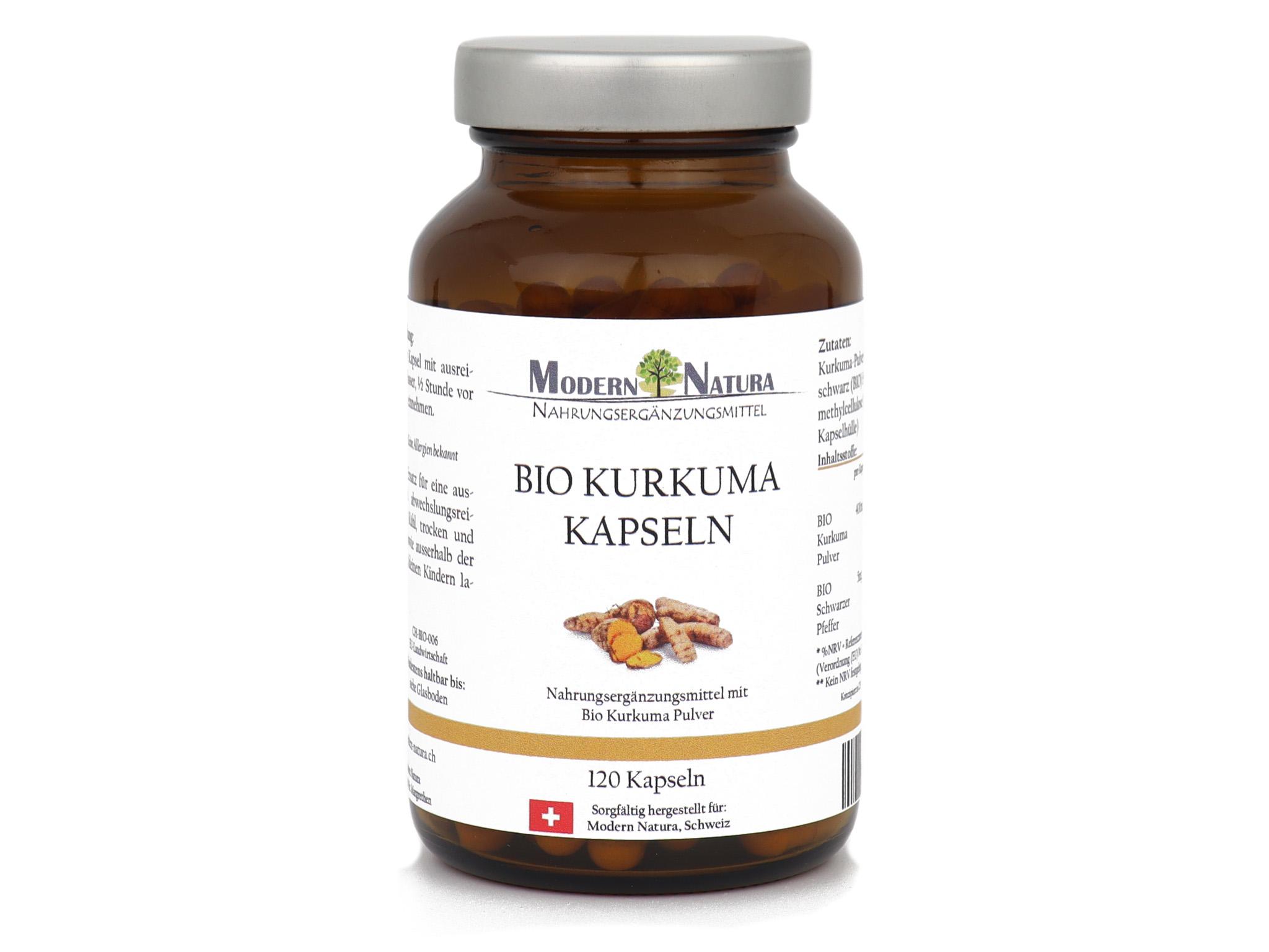 BIO Kurkuma / Curcuma - 120 Kapseln im Glas -  Mit 400mg BIO Curcuma + 5mg BIO Schwarzer Pfeffer - Vegan & Glutenfrei