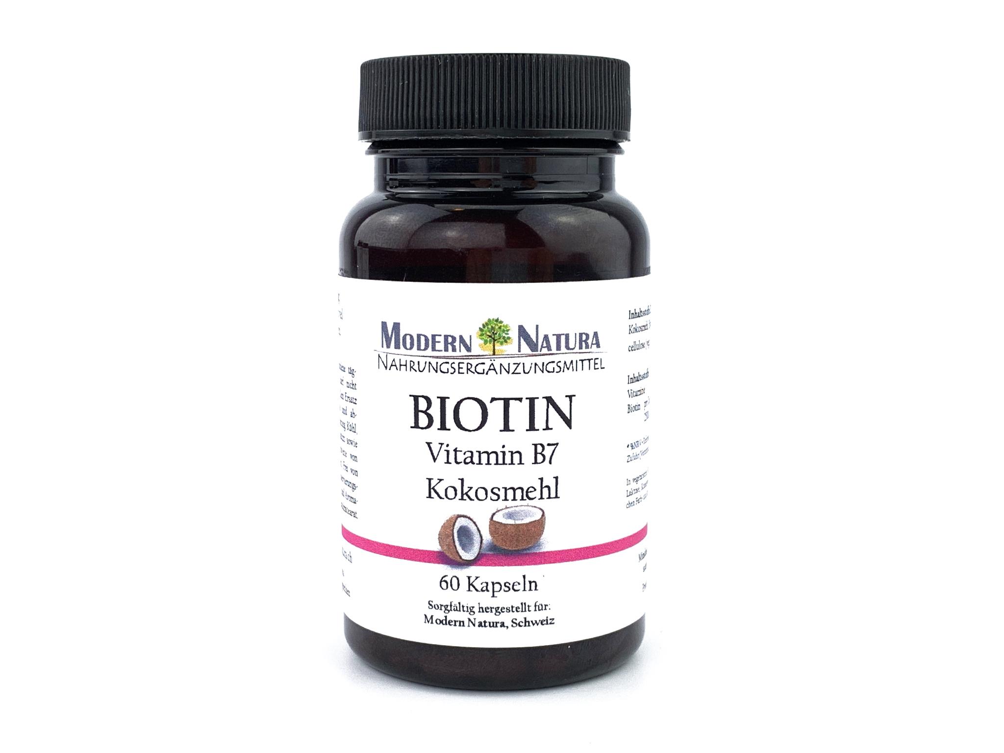 Biotin Vitamin B7 Kapseln - Kokosmehl (60 Stück) - Vegan & Glutenfrei