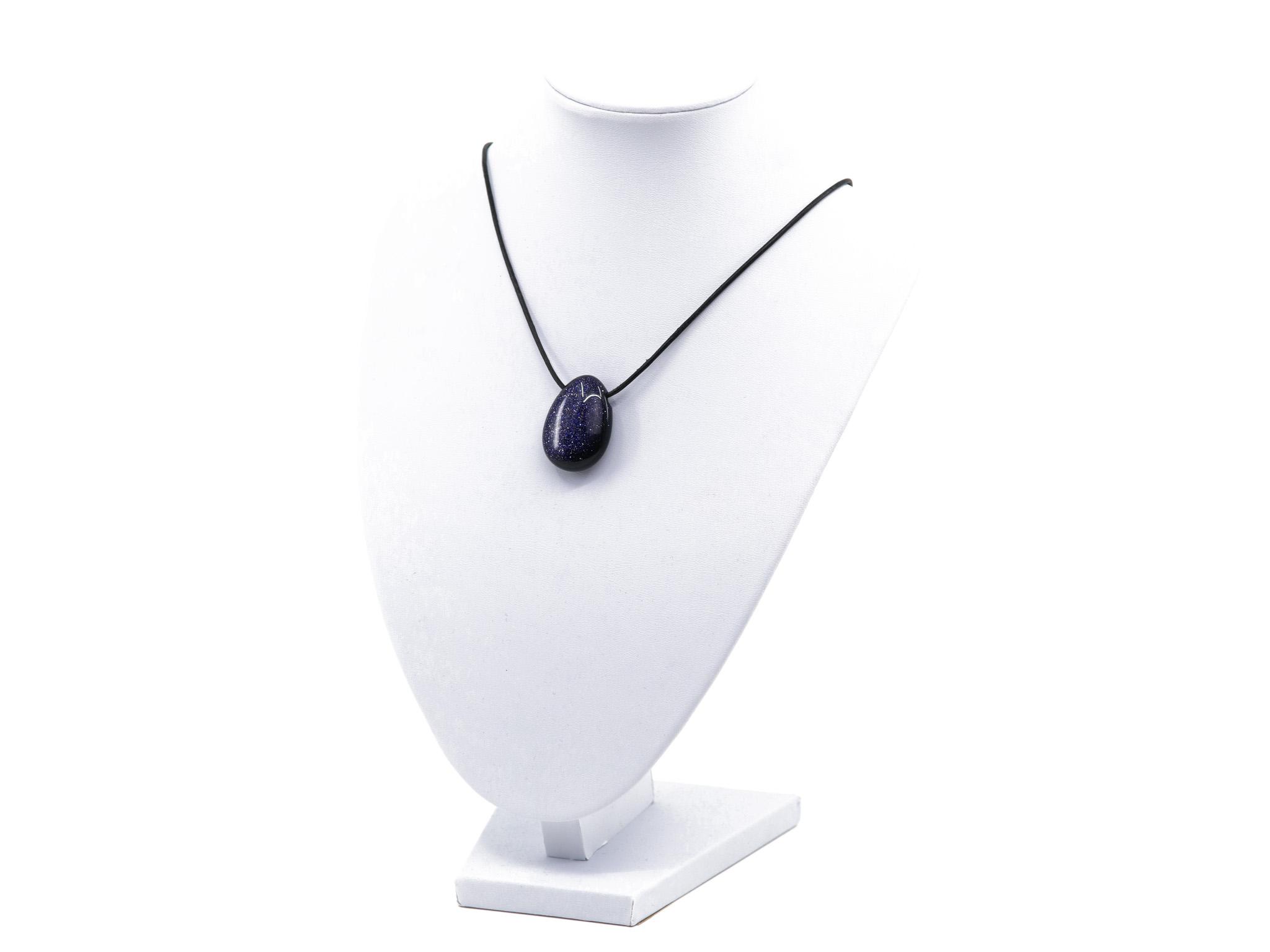 Blaufluss Edelstein / Heilstein - Anhänger inkl. 1m Leder- oder Kunstleder Halsband (Schmuckstein)