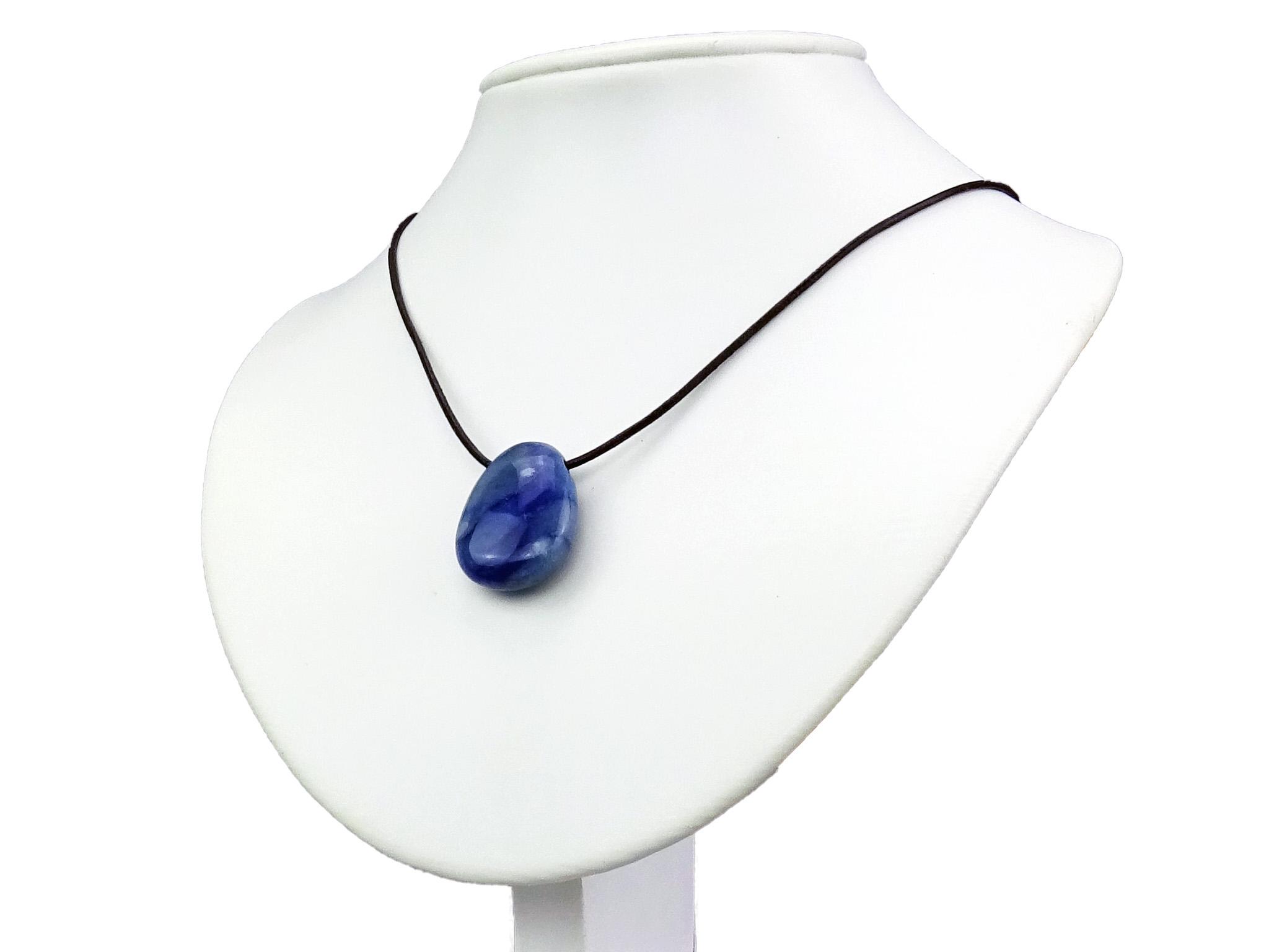 Blauquarz Edelstein / Heilstein + 1m Lederhalsband