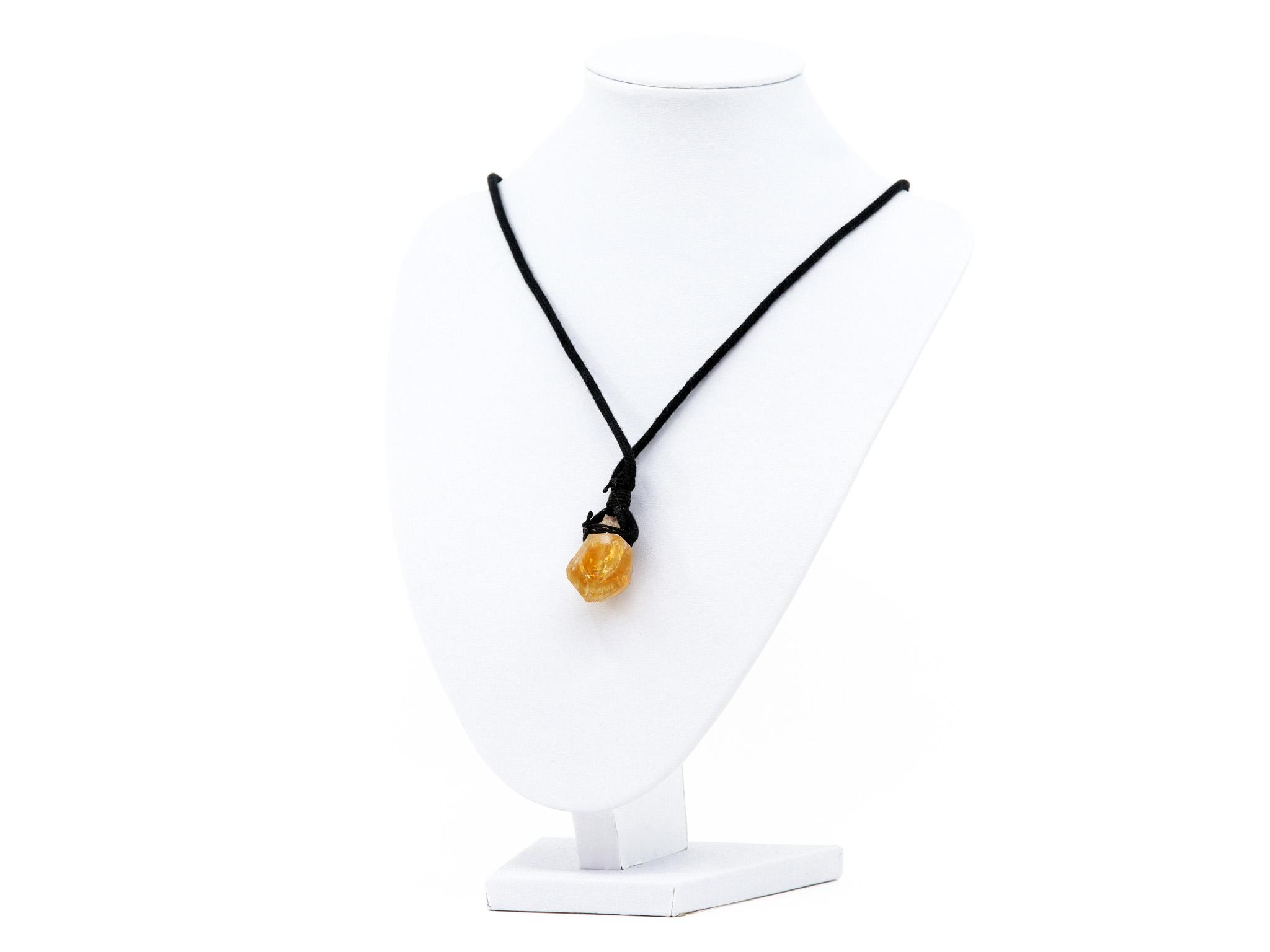 Citrin Kristall Anhänger - Edelstein / Heilstein - inkl. 1m Leder- oder Kunstleder Halsband (Schmuckstein)