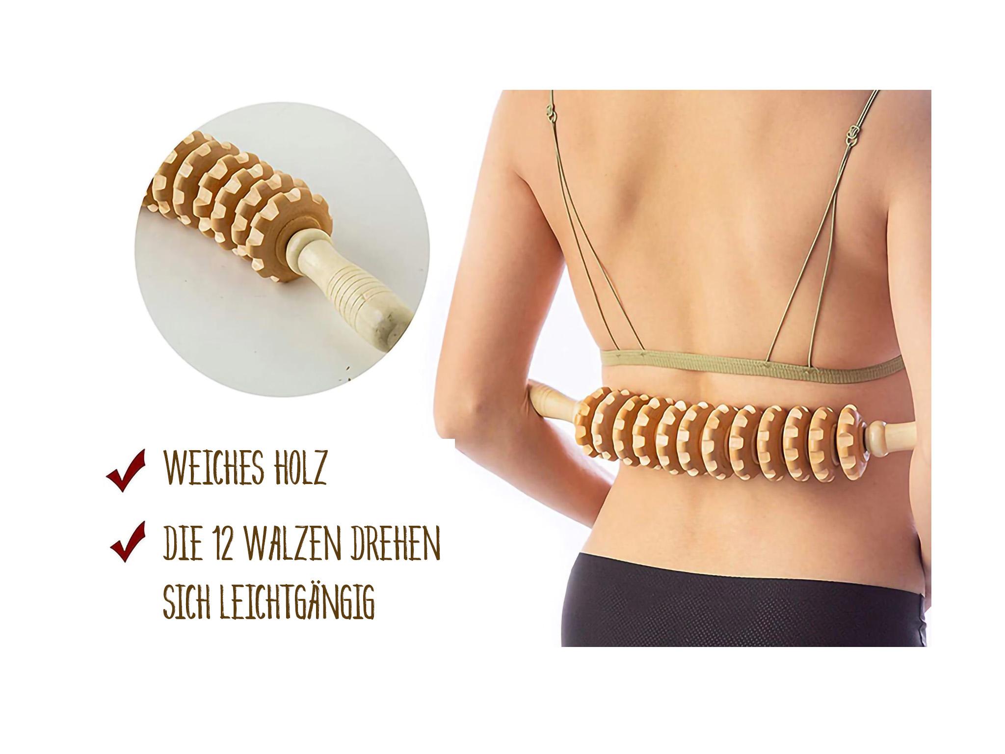 Original Holz Massage Rolle - Therapie Rolle / Massagegerät - 39cm - Für private und professionelle Verwendung