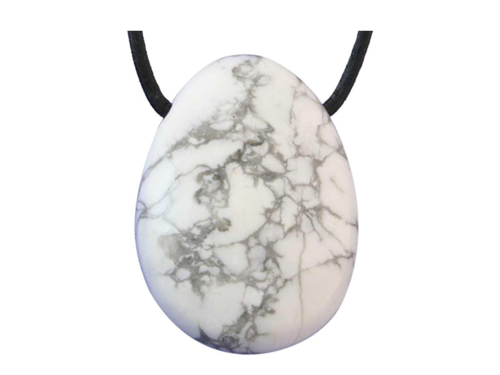 Howlite (Howlith) Edelstein / Heilstein + 1m Lederhalsband