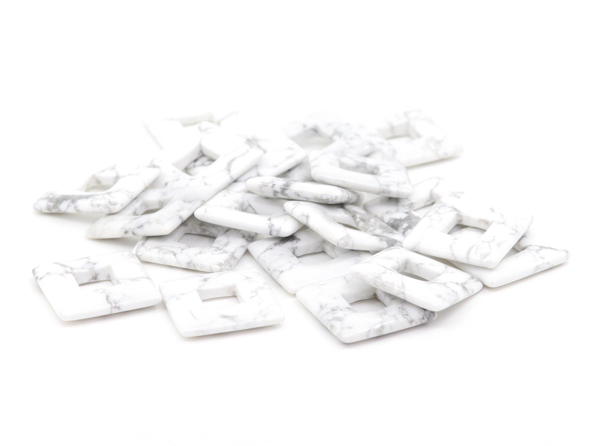 Howlite Square Donut (Howlith) Edelstein / Heilstein - Anhänger inkl. 1m Leder- oder Kunstleder Halsband (Schmuckstein)