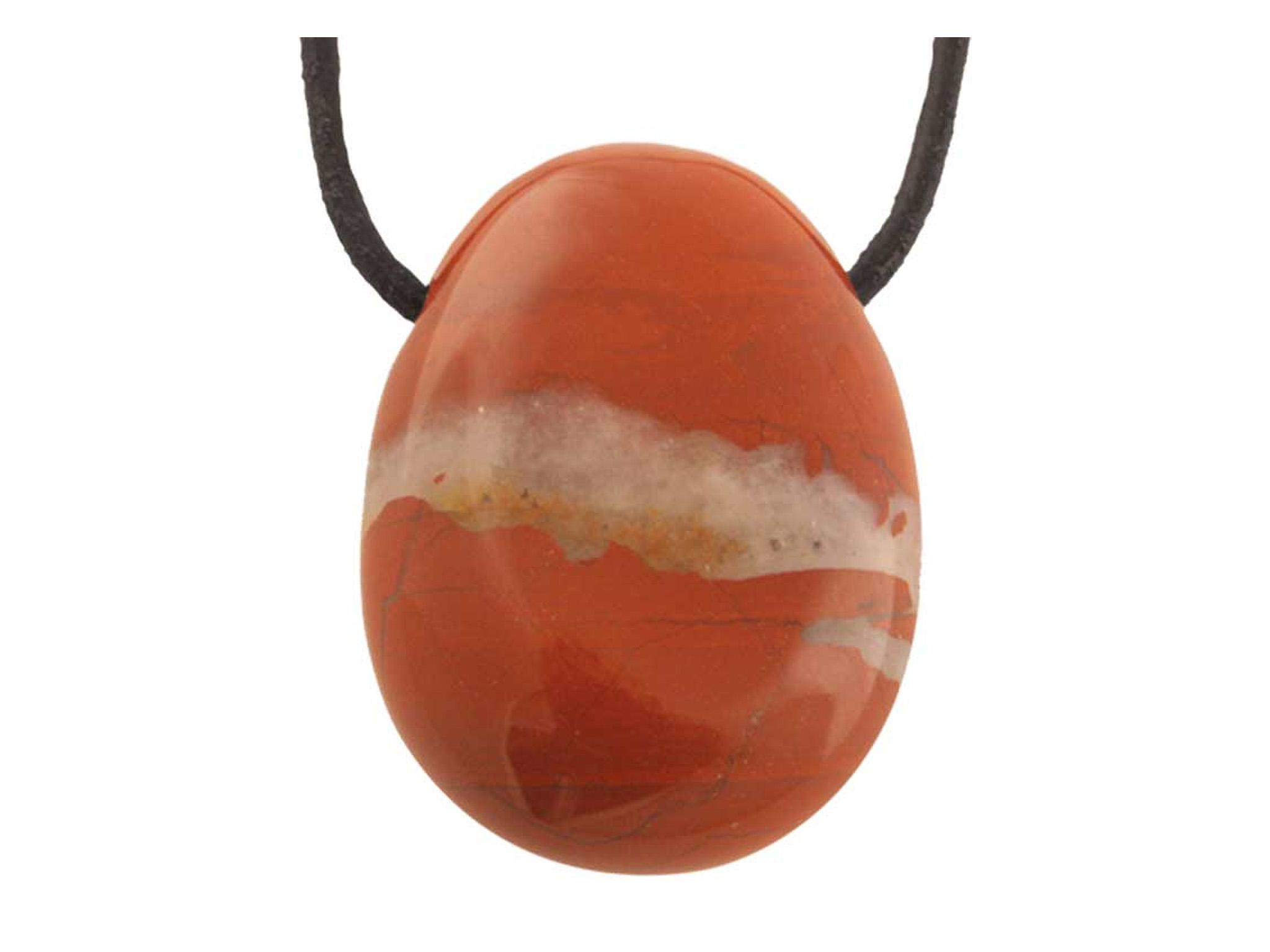 Jaspis Rot - Edelstein / Heilstein - inkl. 1m Leder- oder Kunstleder Halsband (Schmuckstein)
