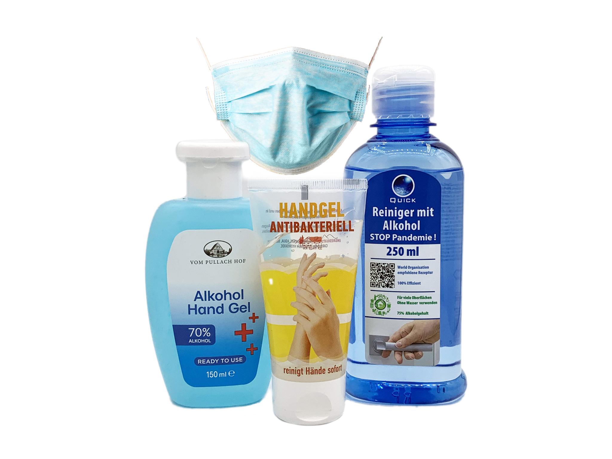 Modern Natura Desinfektions & Hygiene Set - 3x Maske, 1x Handreiniger, 1 Hand Gel, 1x, Flächenreiniger