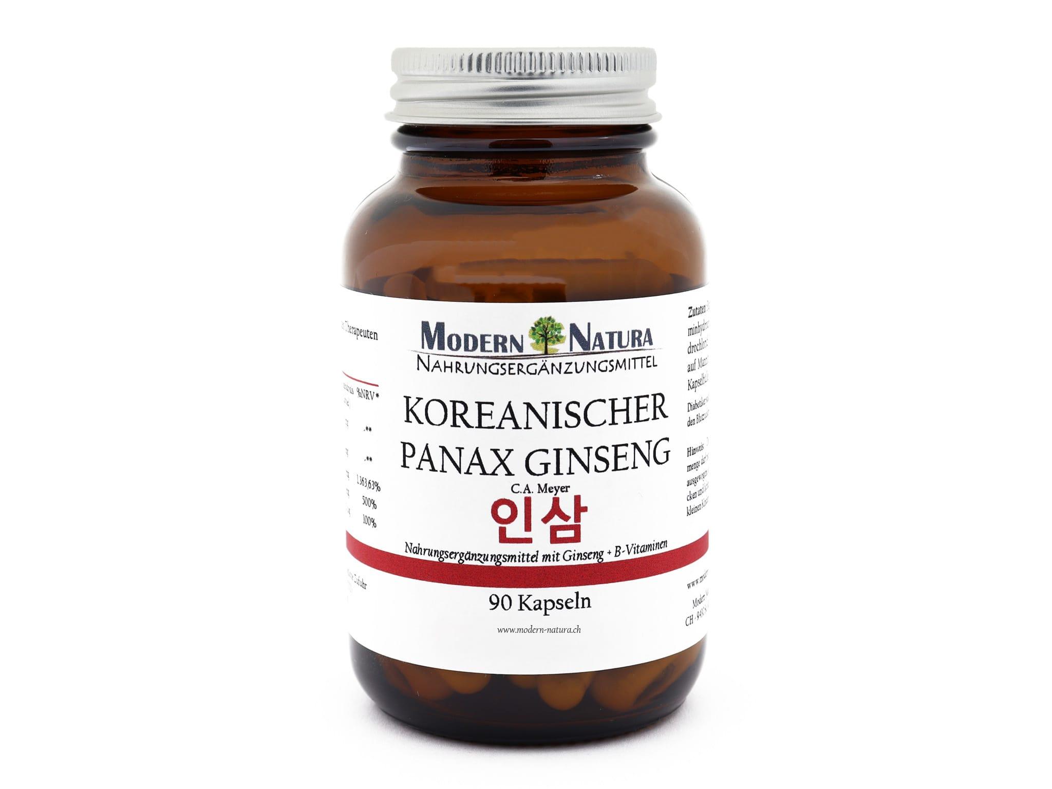 Koreanischer Panax Ginseng - 90 Kapseln Glas - Vegan & Glutenfrei - Ginsengextrakt mit B-Vitaminen (B1, B6 & B12) - Panax ginseng C. A. Meyer