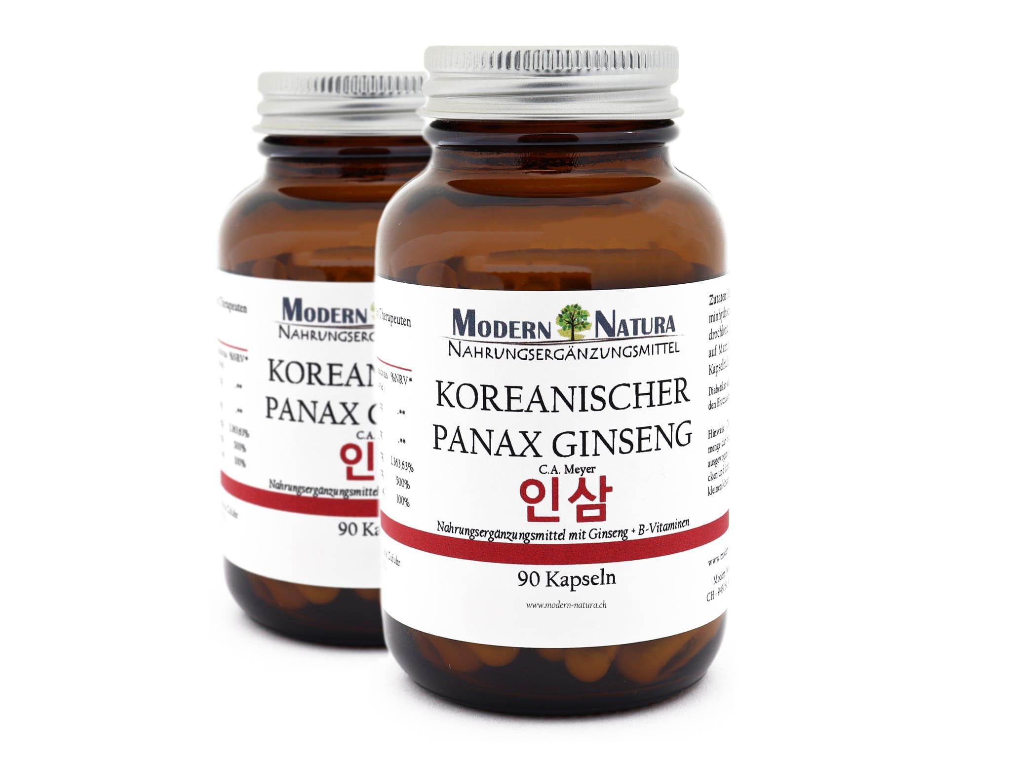 Koreanischer Panax Ginseng - Doppelpack (2x 90 Kapseln) Vegan & Glutenfrei - Ginsengextrakt mit B-Vitaminen (B1, B6 & B12) - Panax ginseng C. A. Meyer
