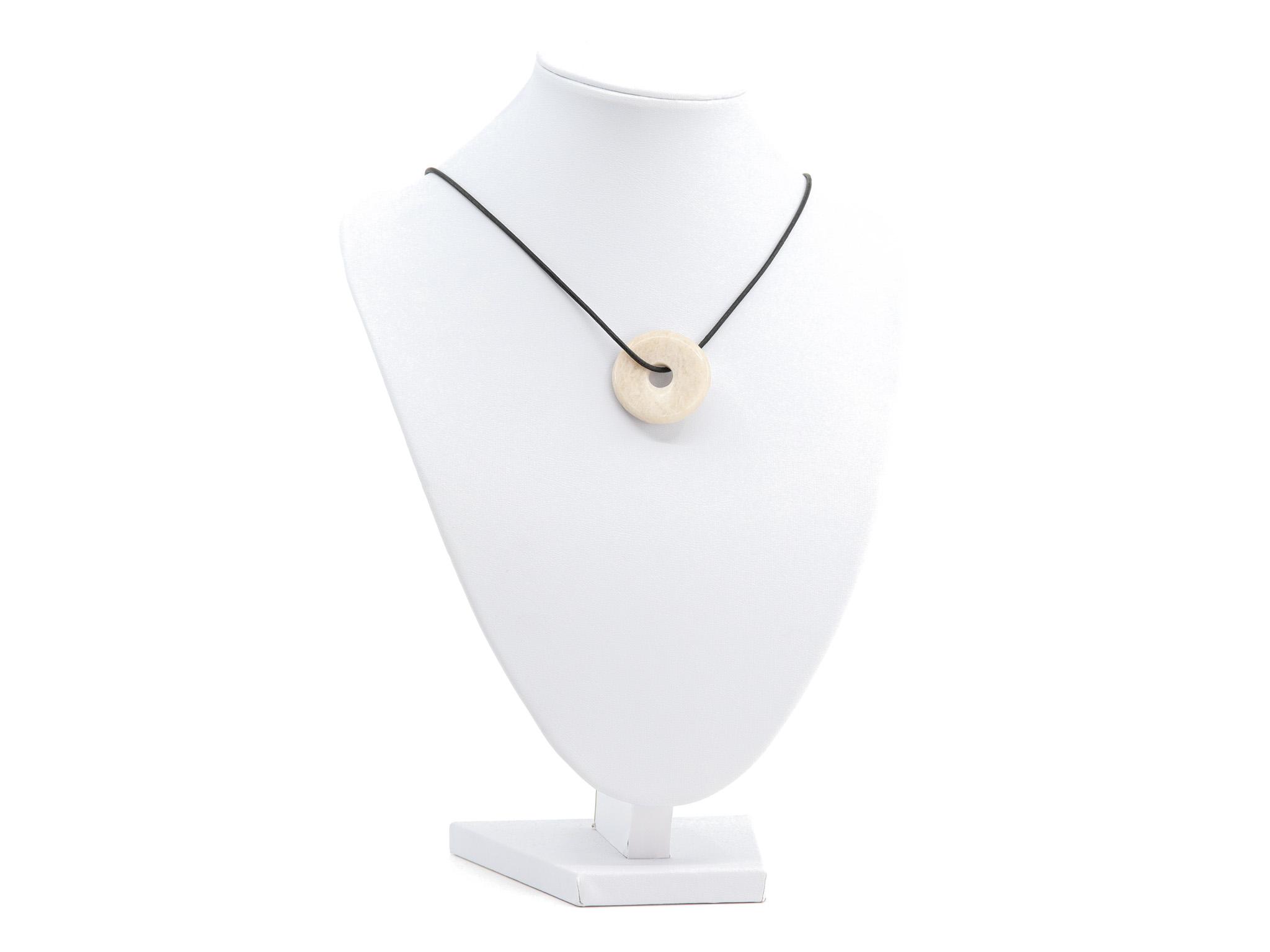 Mondstein Donut Anhänger - Edelstein / Heilstein - inkl. 1m Leder- oder Kunstleder Halsband (Schmuckstein)