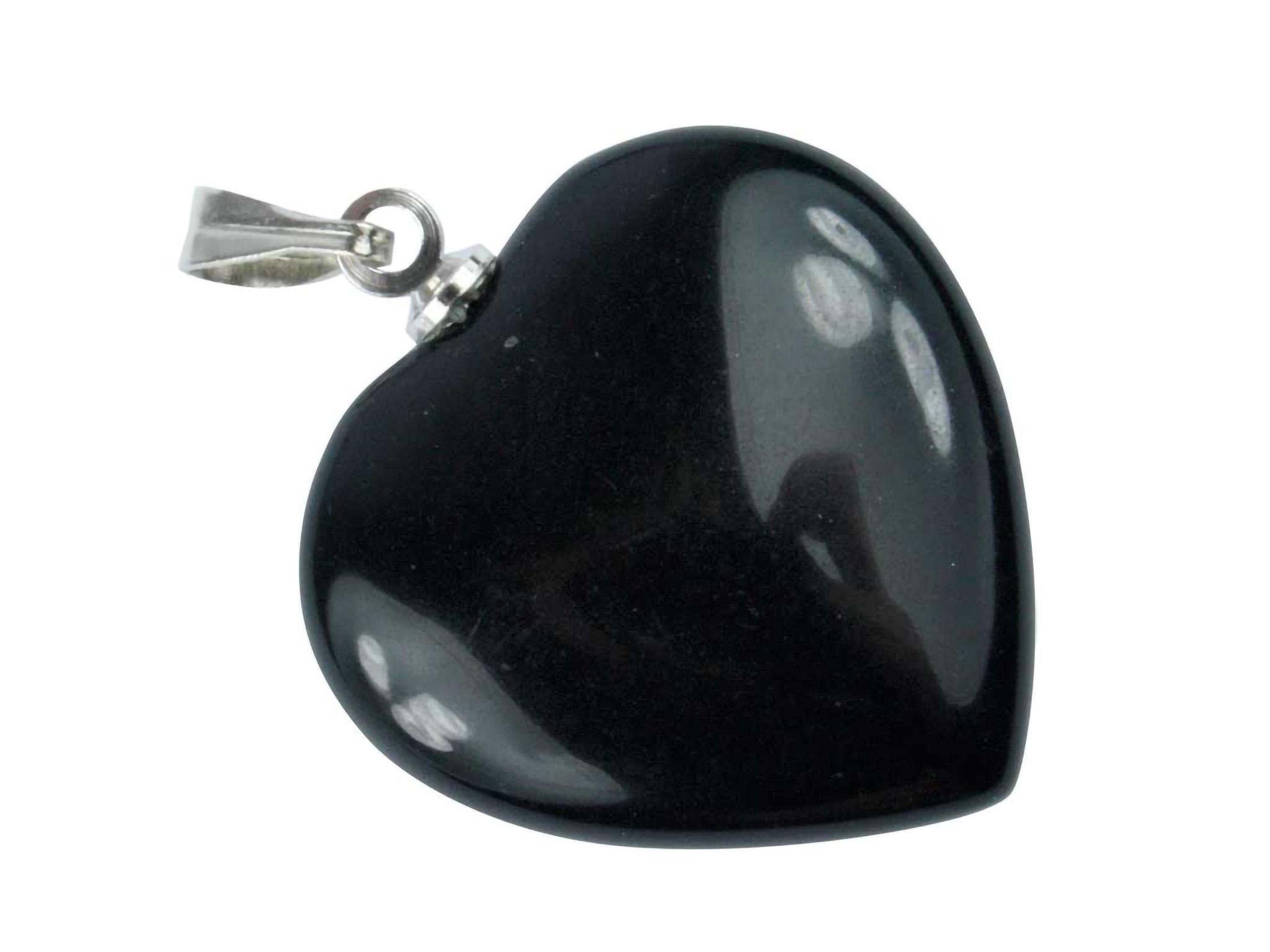 Onyx Herz Edelstein Anhänger inkl. 1m Leder- oder Kunstleder Halskette (Schmuckstein)