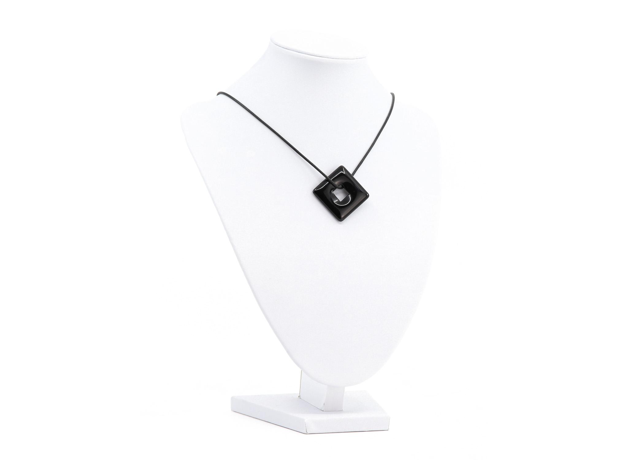 Onyx Edelstein (Square Donut) - Anhänger inkl. 1m Leder- oder Kunstleder Halsband (Schmuckstein)