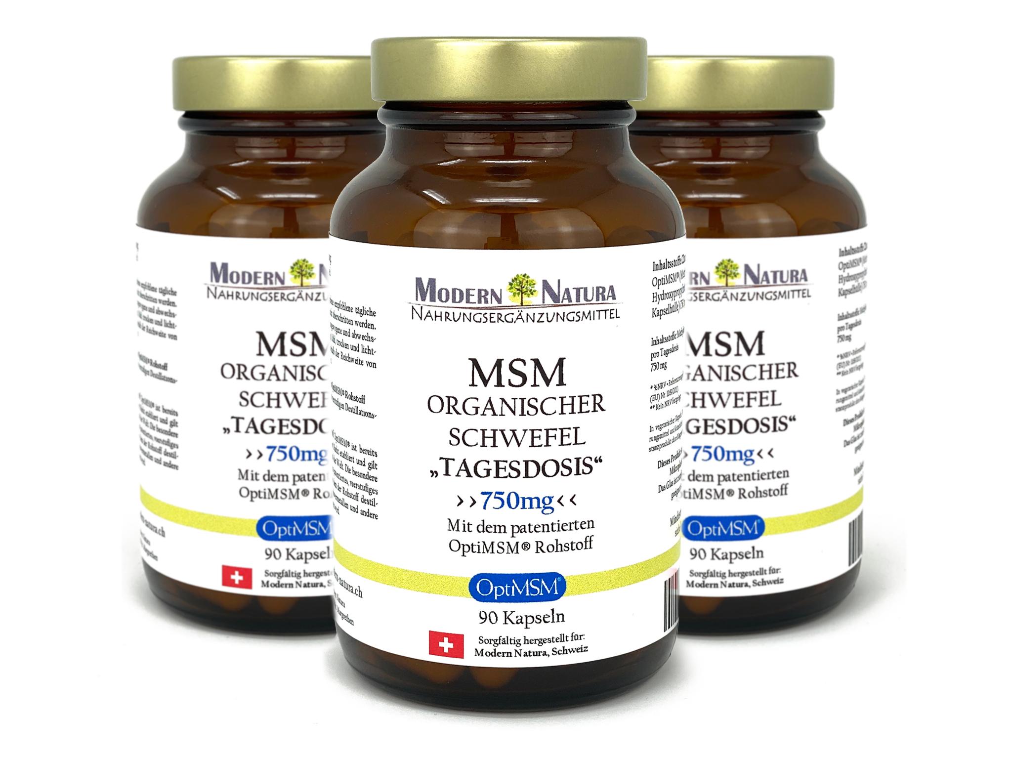 OptiMSM® - Organischer Schwefel Kapseln "Tagesdosis" Dreierpack - MSM Schwefel - Vegan & Glutenfrei (3x 90 Kapseln) Methylsulfonylmethan