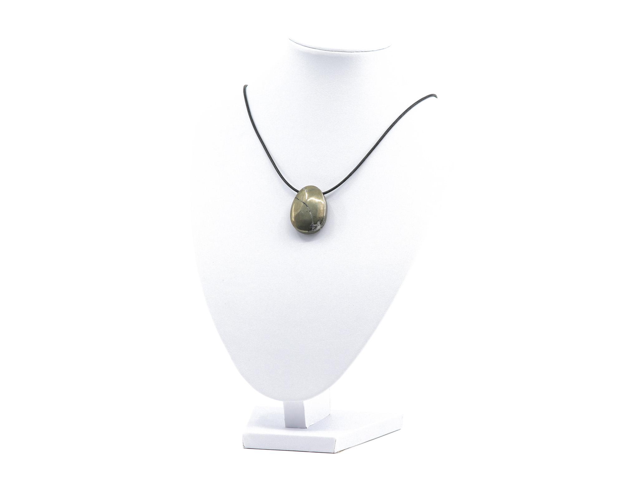 Pyrit Edelstein / Heilstein - inkl. 1m Leder- oder Kunstleder Halsband (Schmuckstein)