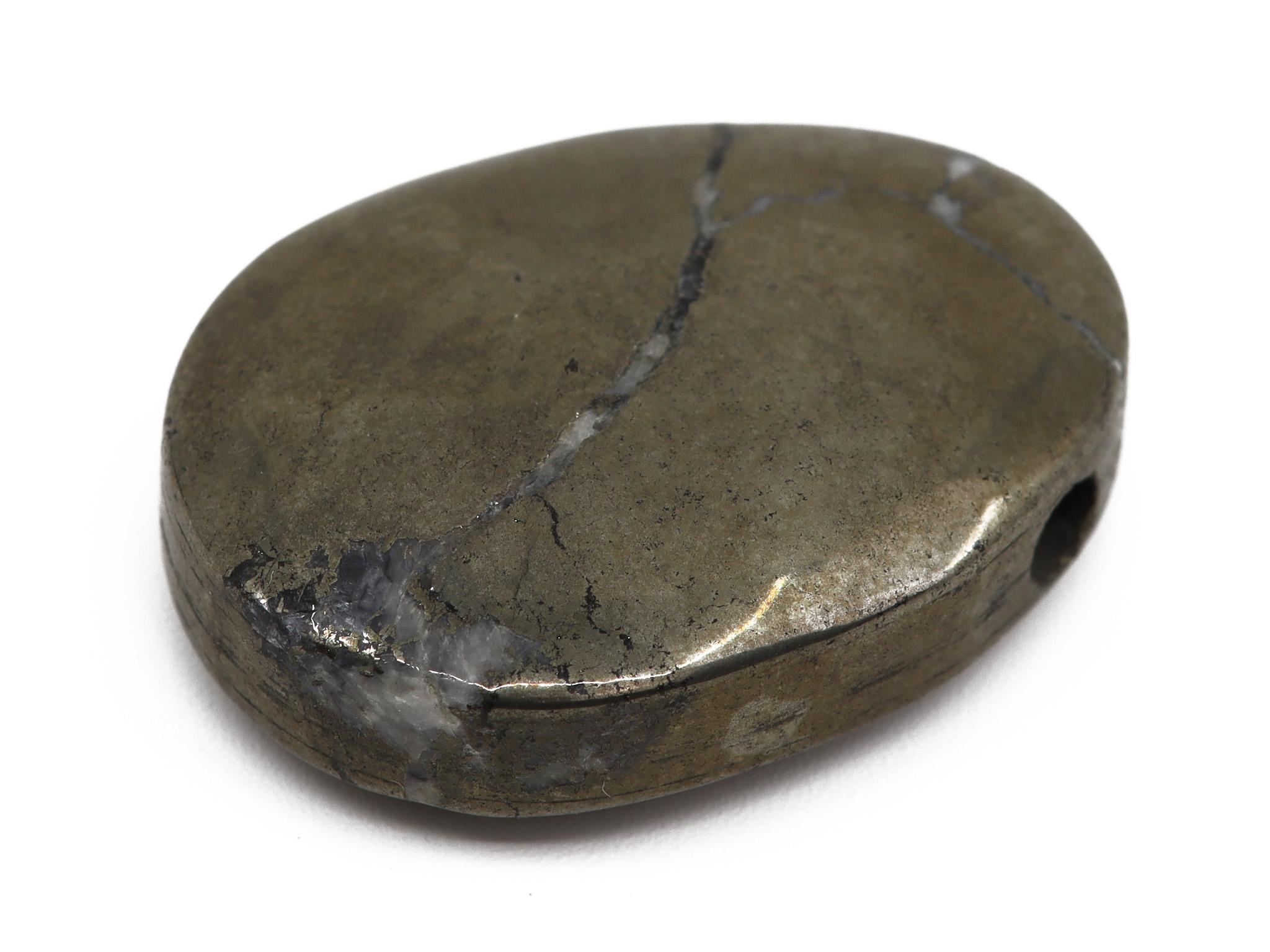 Pyrit Edelstein / Heilstein - inkl. 1m Leder- oder Kunstleder Halsband (Schmuckstein)