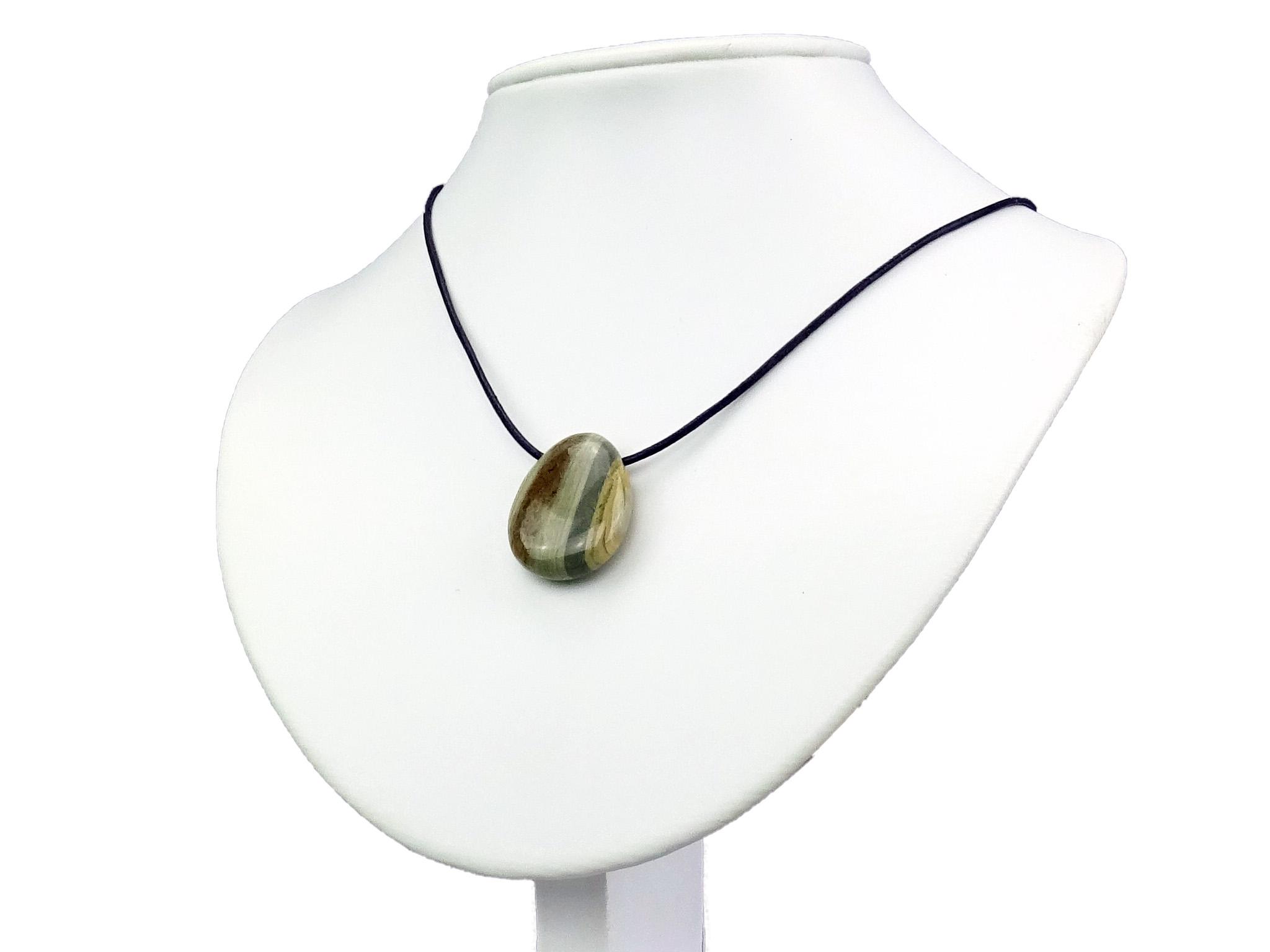 Streifen Jaspis Edelstein / Heilstein + 1m Lederhalsband
