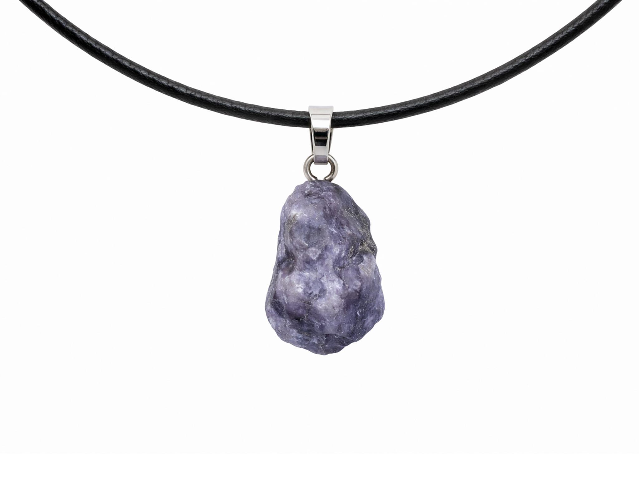 Tansanit roh Edelstein / Heilstein mit 925er Silberöse inkl. 1m Leder- oder Kunstleder Halskette