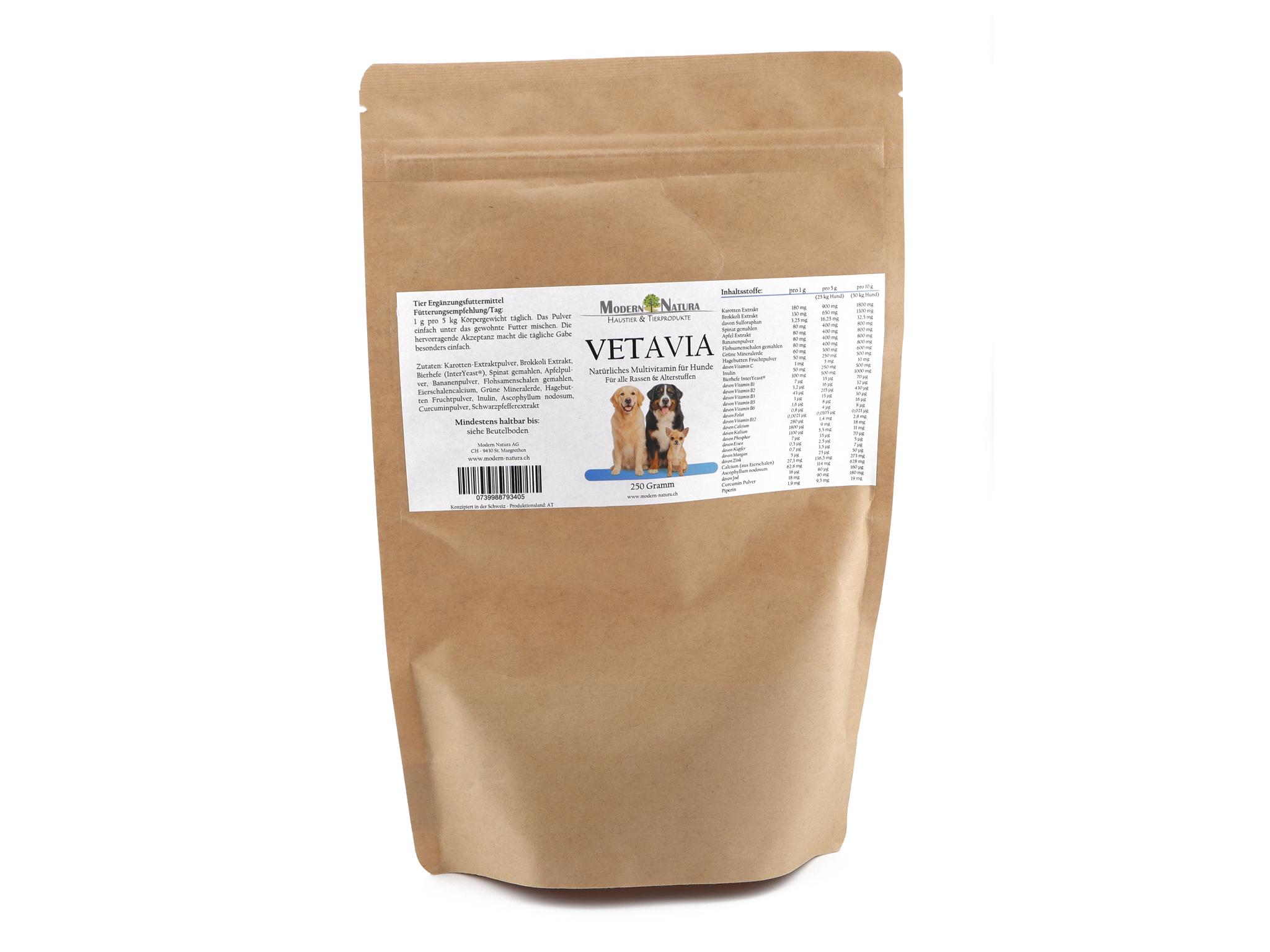 Vetavia - Multivitamin für Hunde (250g) - Pflanzliche Power für Verdauung, Vitalität und ein starkes Immunsystem