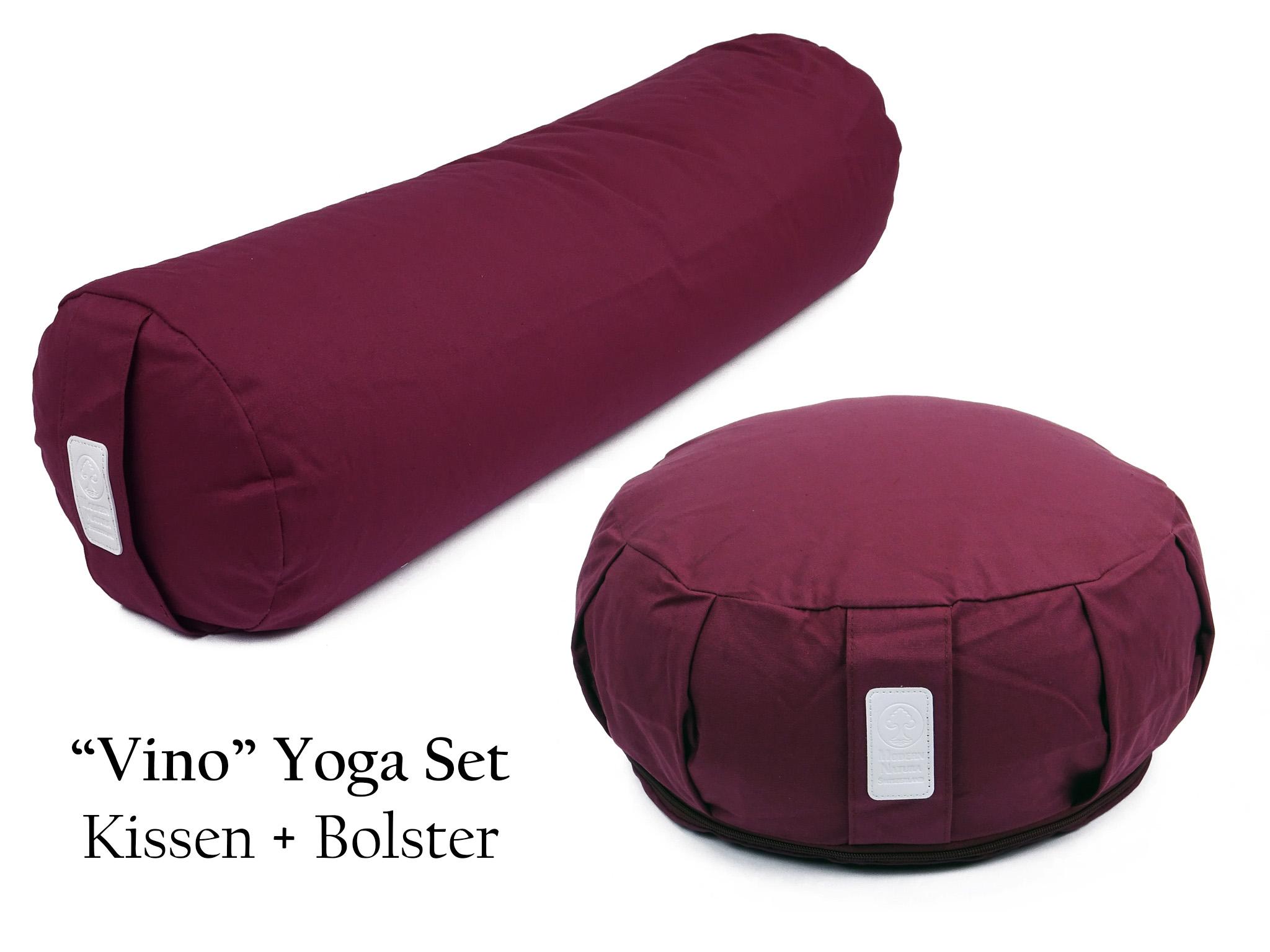 Yoga Set "Vino" - Yogakissen + Yogabolster (Bordeux Farbe / Weinrot)