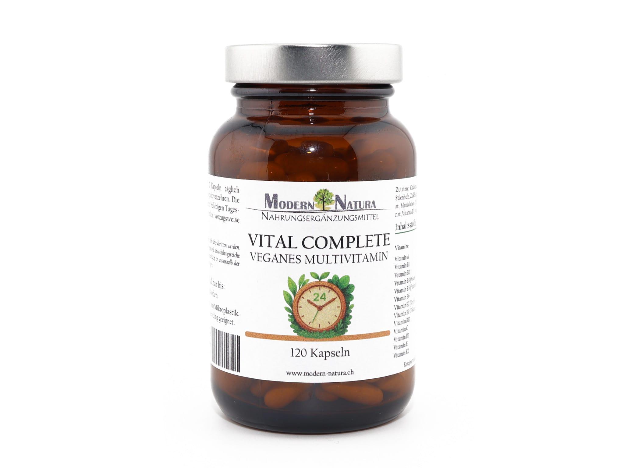 Vital Complete 24 - Vegane Multivitamin Kapseln im Glas (Einzelglas mit 120 Kapseln)