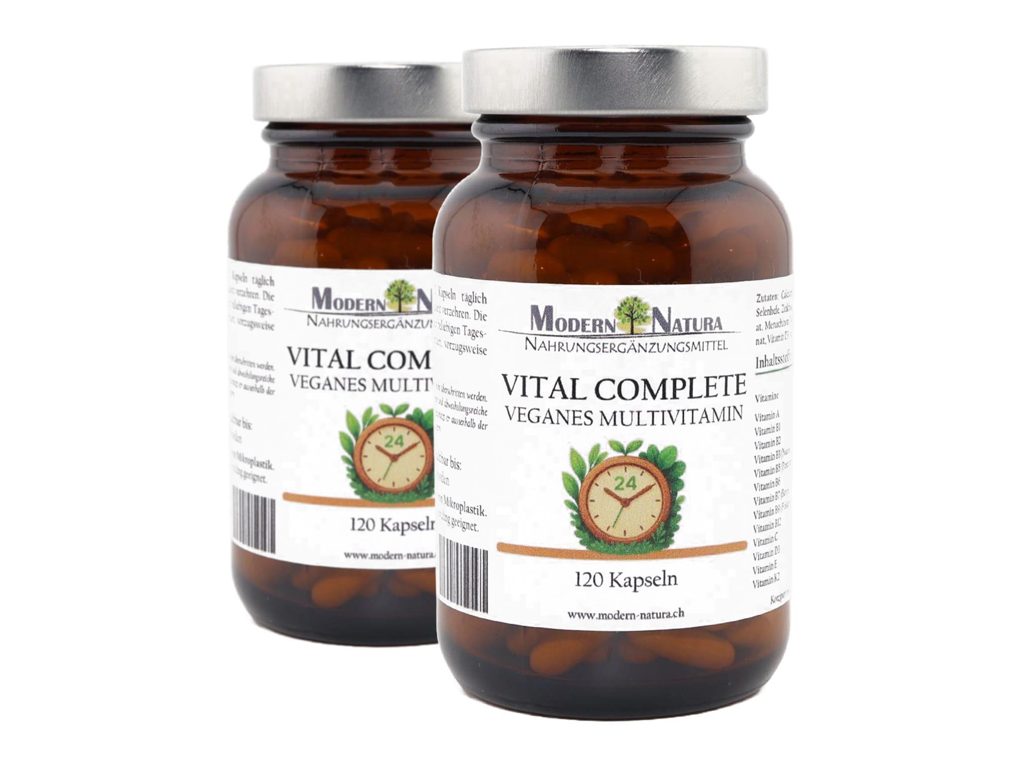 Vital Complete 24 - Doppelpack (2x 120 Kapseln) Vegane Multivitamin Kapseln im Glas