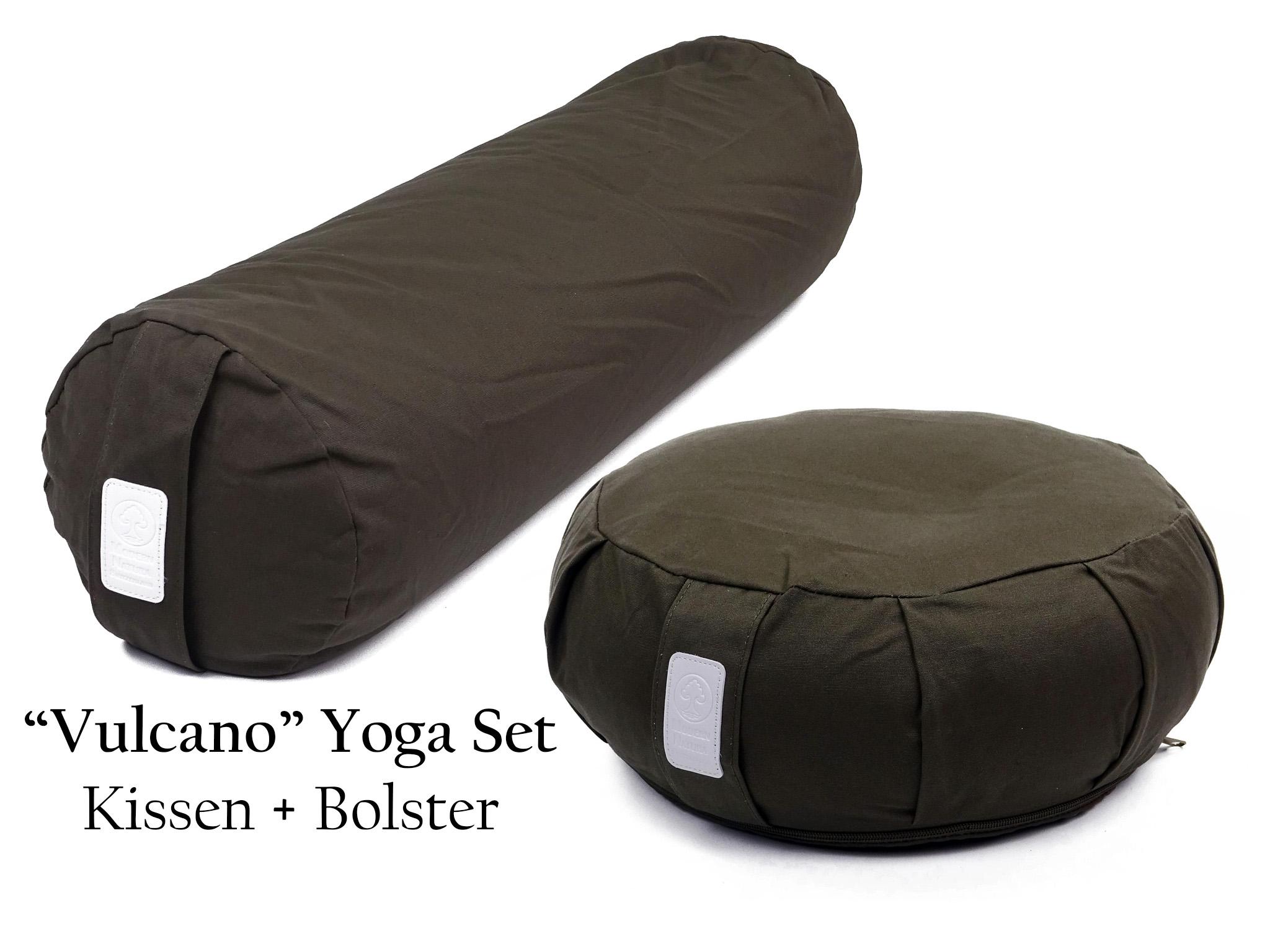 Modern Natura Yoga Set "Vulcano" mit Yogakissen + Yogabolster (Dunkelgrau)