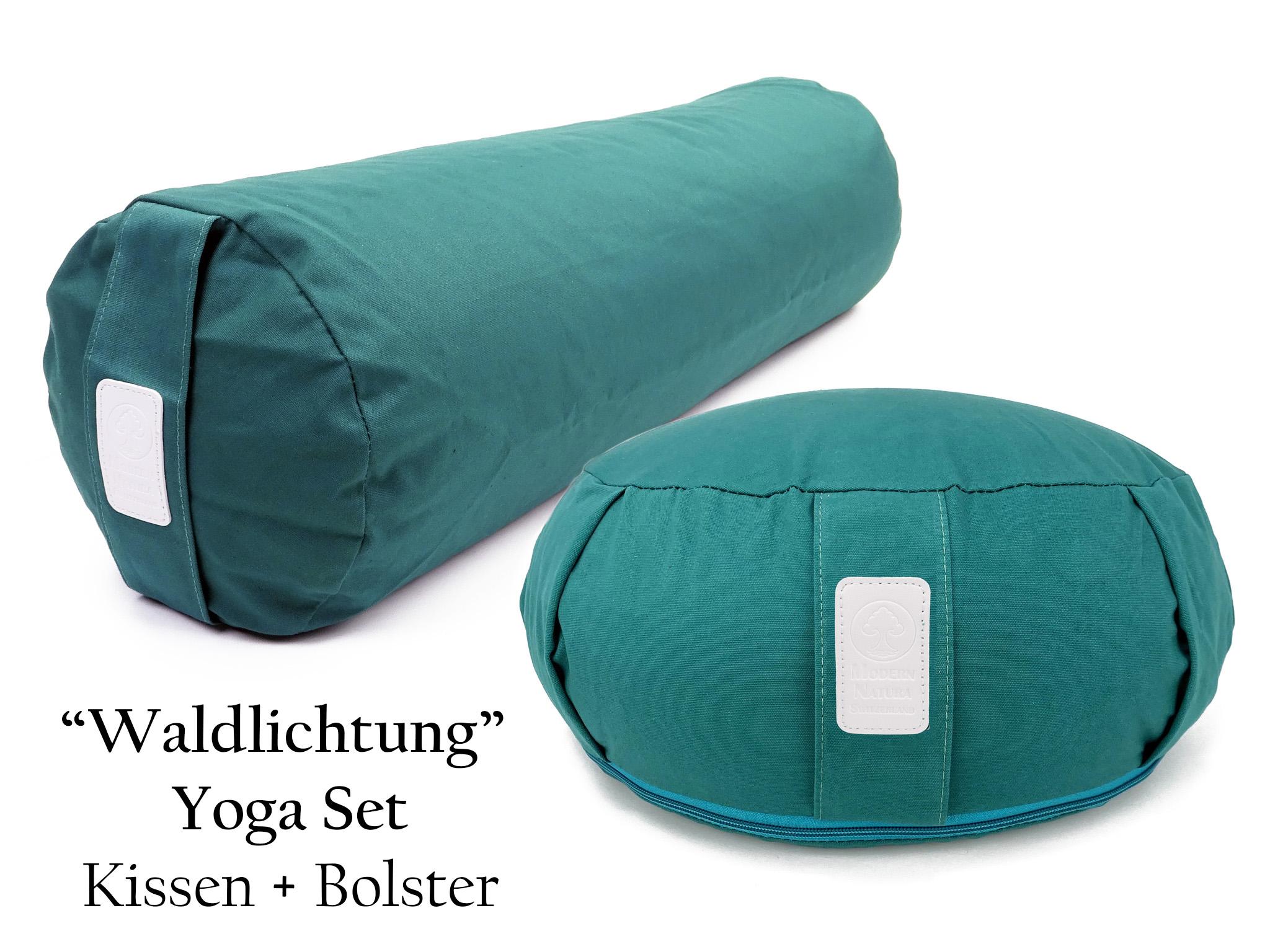 Yoga Set "Waldlichtung" - Yogakissen + Yogabolster (Dunkelgrün, Waldgrün)