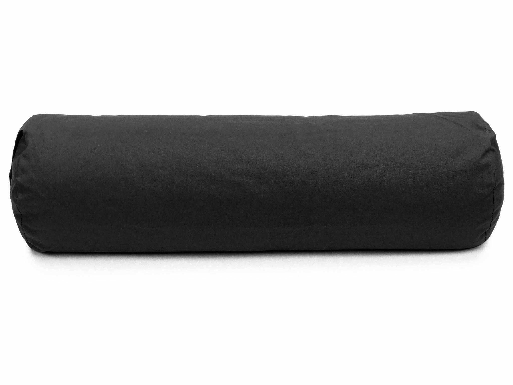 Yoga Bolster / Rolle "Mitternacht" (70 x 20 cm Gross, Rund, Farbe Schwarz) - Yogabolster / Meditationsbolster (Schweizer BIO Dinkelspelz)