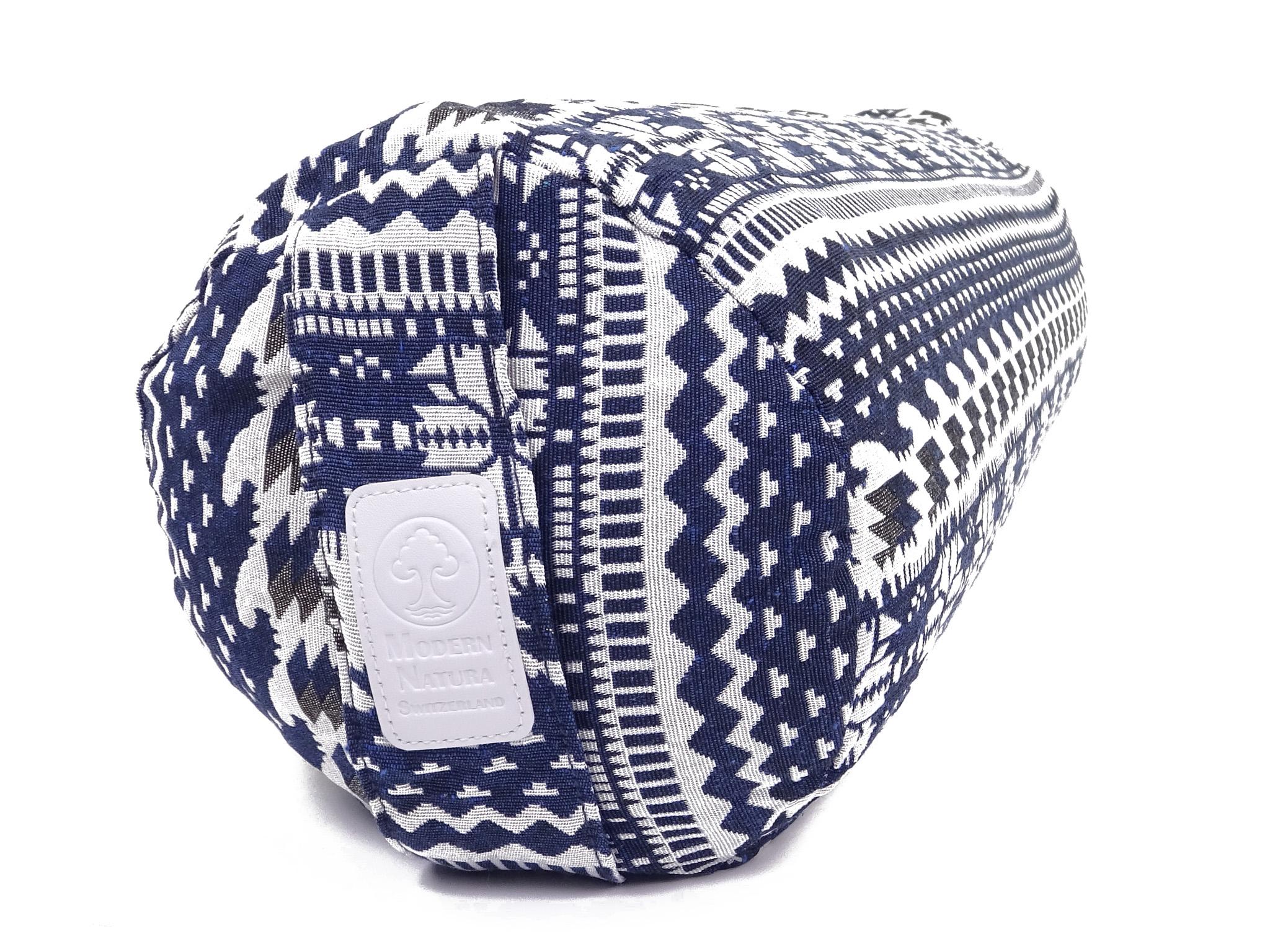 Yoga Bolster / Rolle "Blue Moon" (70 x 20 cm Gross, Rund) - Yoga Kissen / Meditationskissen (Schweizer BIO Dinkelspelz)