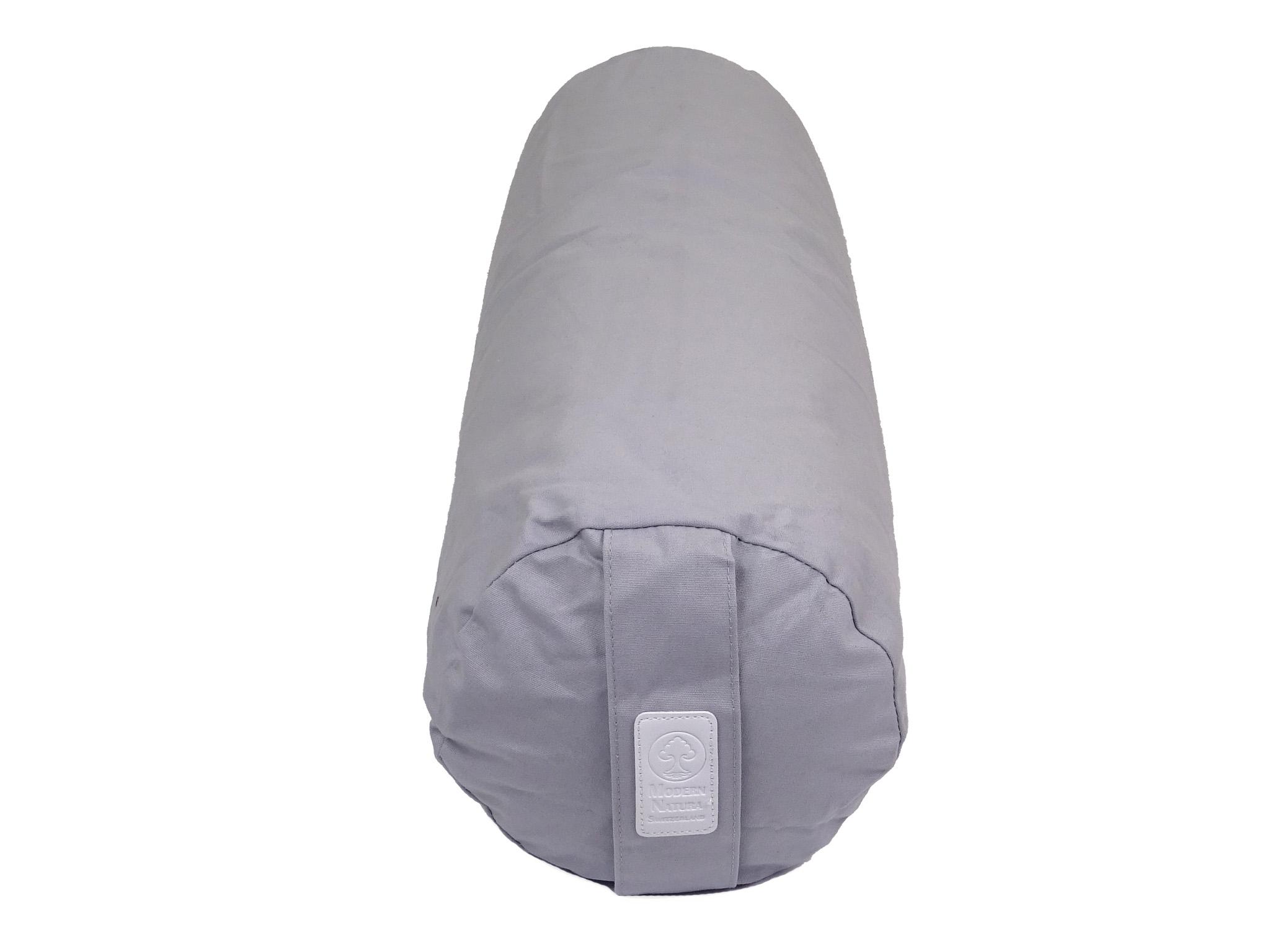 Yoga Bolster / Rolle "Mouse" (70 x 20 cm Gross, Rund, Hellgrau) - Yoga Kissen / Meditationskissen (Schweizer BIO Dinkelspelz)