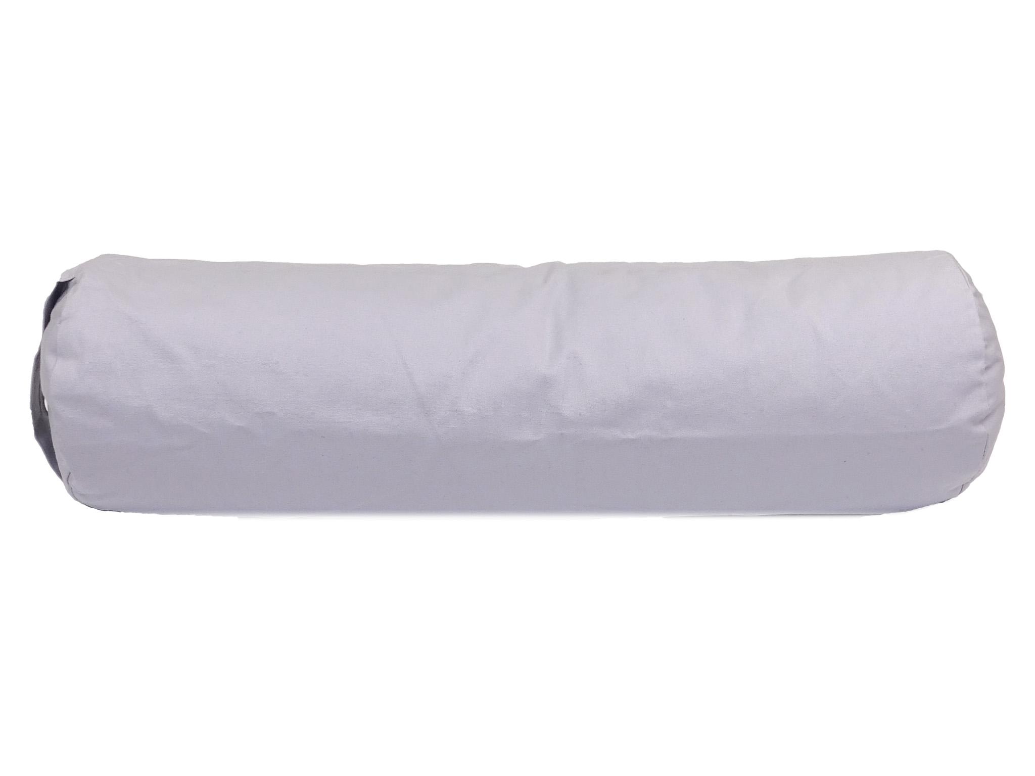 Yoga Bolster / Rolle "Mouse" (70 x 20 cm Gross, Rund, Hellgrau) - Yoga Kissen / Meditationskissen (Schweizer BIO Dinkelspelz)