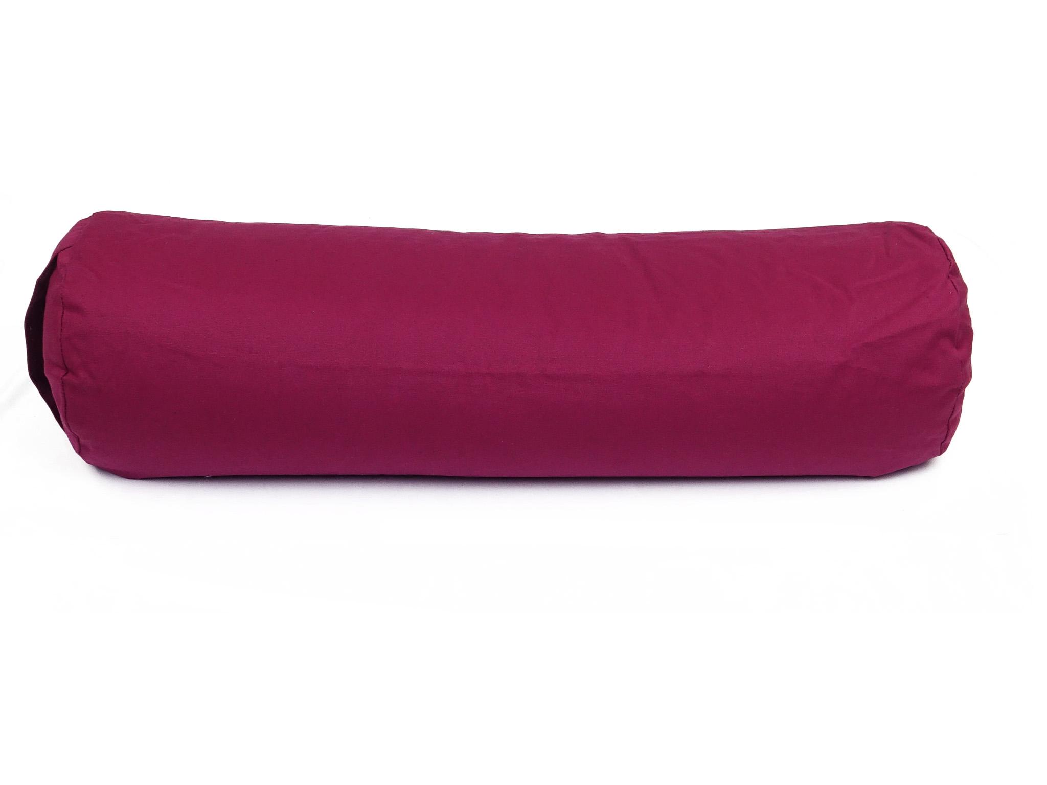 Yoga Bolster / Rolle "Vino" (70 x 20 cm Gross, Rund, Weinrot) - Yoga Kissen / Meditationskissen (Schweizer BIO Dinkelspelz)