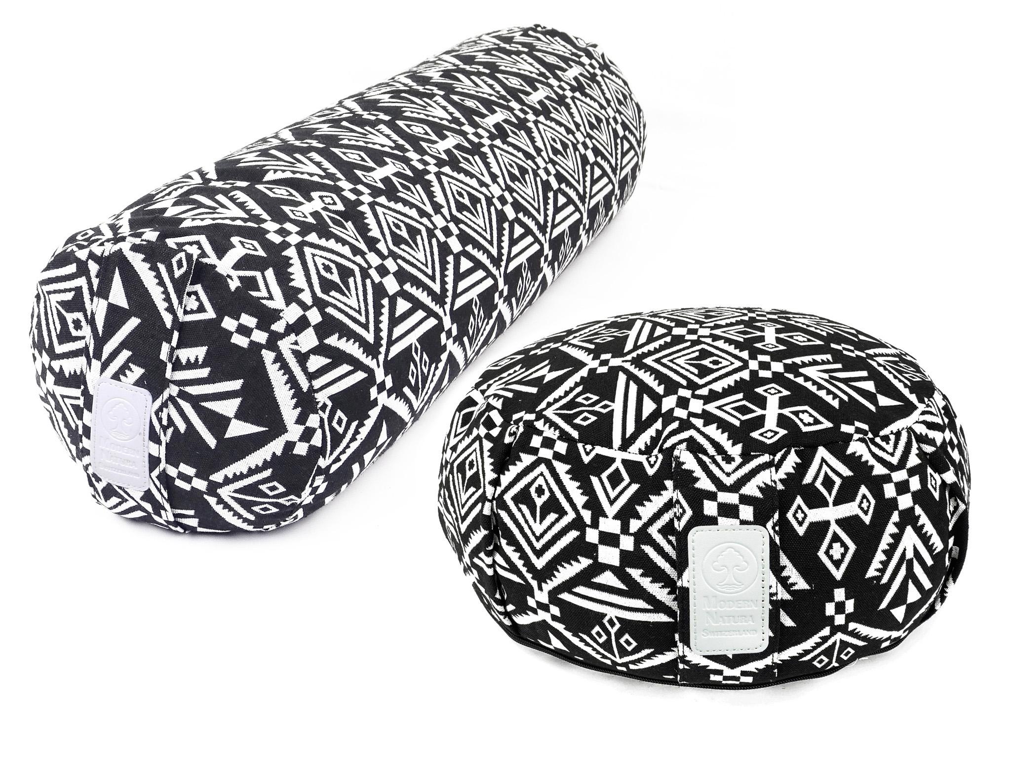 Yoga Set "Zebra" - Yogakissen + Yogabolster (Schwarz/Weiss Schönes & elegantes Muster)