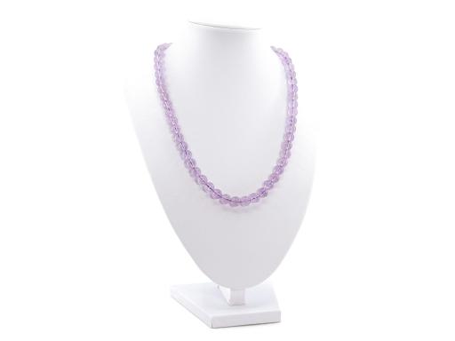 Amethyst Halskette mit 8 mm Kugeln - Länge ca. 45 cm - Versilberter Karabiner