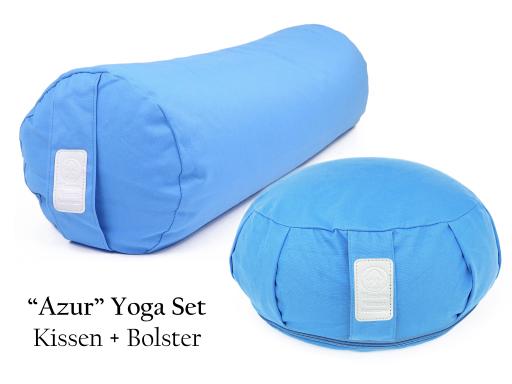 Yoga Set "Azur" - Yogakissen + Yogabolster (Hellblau, Babyblau / Lagunenblau)