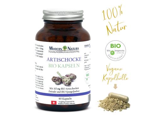 BIO Artischocken Extrakt Kapseln - Vegan & Glutenfrei - 90 Kapseln im Glas