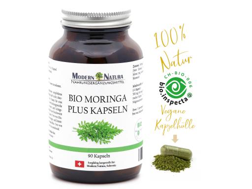 BIO Moringa Oleifera 500mg (90 Kapseln, Vegan & Glutenfrei)