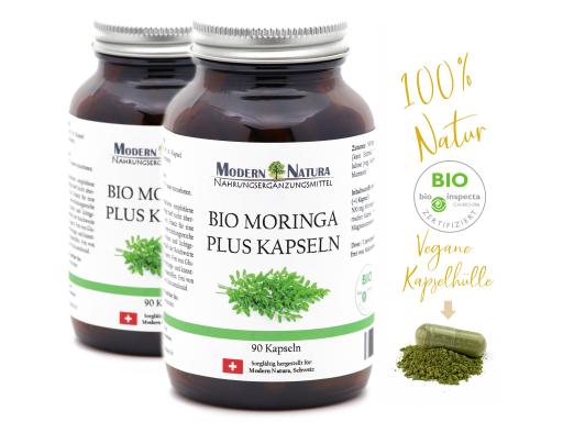 BIO Moringa Oleifera Doppelpack - 500mg Blattpulver (2x90 Kapseln, Vegan & Glutenfrei)