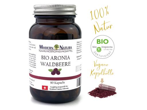 BIO Aronia Kapseln - Vegan & Glutenfrei - 500mg reinstes Aroniabeeren Pulver (90 Kapseln)