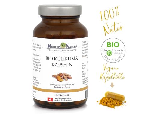 BIO Kurkuma / Curcuma - 120 Kapseln im Glas -  Mit 400mg BIO Curcuma + 5mg BIO Schwarzer Pfeffer - Vegan & Glutenfrei