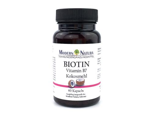 Biotin Vitamin B7 Kapseln - Kokosmehl (60 Stück) - Vegan & Glutenfrei