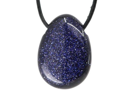 Blaufluss Edelstein / Heilstein - Anhänger inkl. 1m Leder- oder Kunstleder Halsband (Schmuckstein)