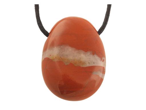 Jaspis Rot - Edelstein / Heilstein - inkl. 1m Leder- oder Kunstleder Halsband (Schmuckstein)