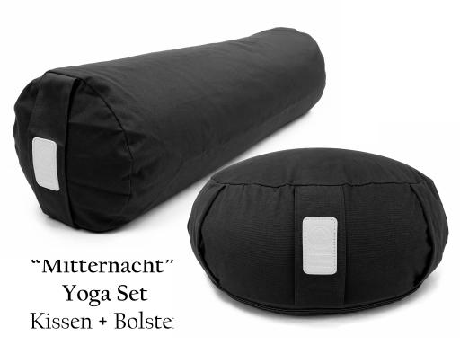 Yoga Set "Mitternacht" - Yogakissen + Yogabolster (Farbe Schwarz)
