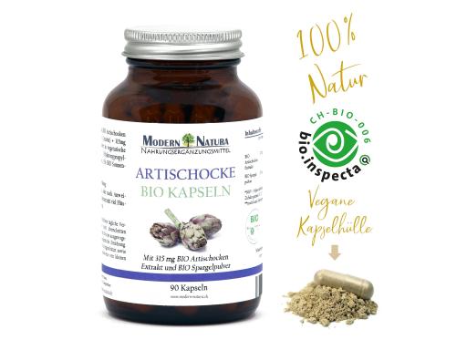 BIO Artischocken Extrakt Kapseln - Vegan & Glutenfrei - 90 Kapseln im Glas
