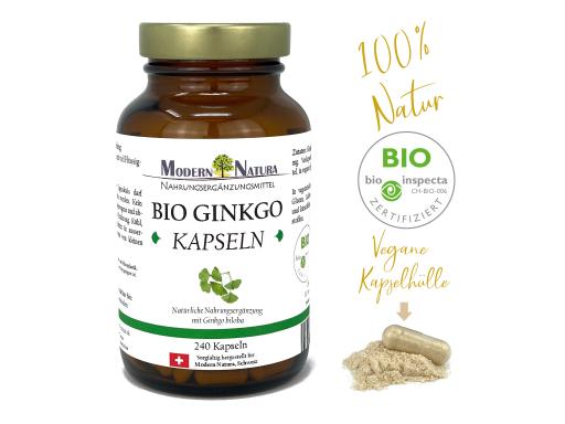 BIO Ginkgo Kapseln - 100mg Biloba-Spezialextrakt (240 Stück, Vegan & Glutenfrei)