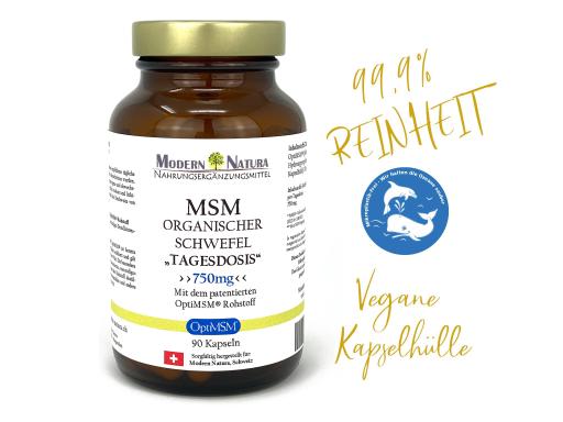 OptiMSM® - Organischer Schwefel Kapseln "Tagesdosis" MSM Schwefel - Vegan & Glutenfrei (90 Kapseln) Methylsulfonylmethan