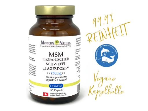 OptiMSM® - Organischer Schwefel Kapseln "Tagesdosis" MSM Schwefel - Vegan & Glutenfrei (90 Kapseln) Methylsulfonylmethan