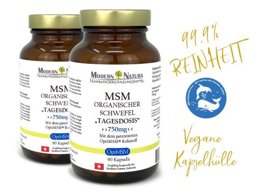 OptiMSM® - Organischer Schwefel Kapseln "Tagesdosis" Doppelpack - MSM Schwefel - Vegan & Glutenfrei (2x 90 Kapseln) Methylsulfonylmethan